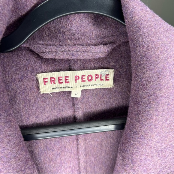 NWT FREE PEOPLE Adore You Wool Long Coat Purple Large - Picture 3 of 6